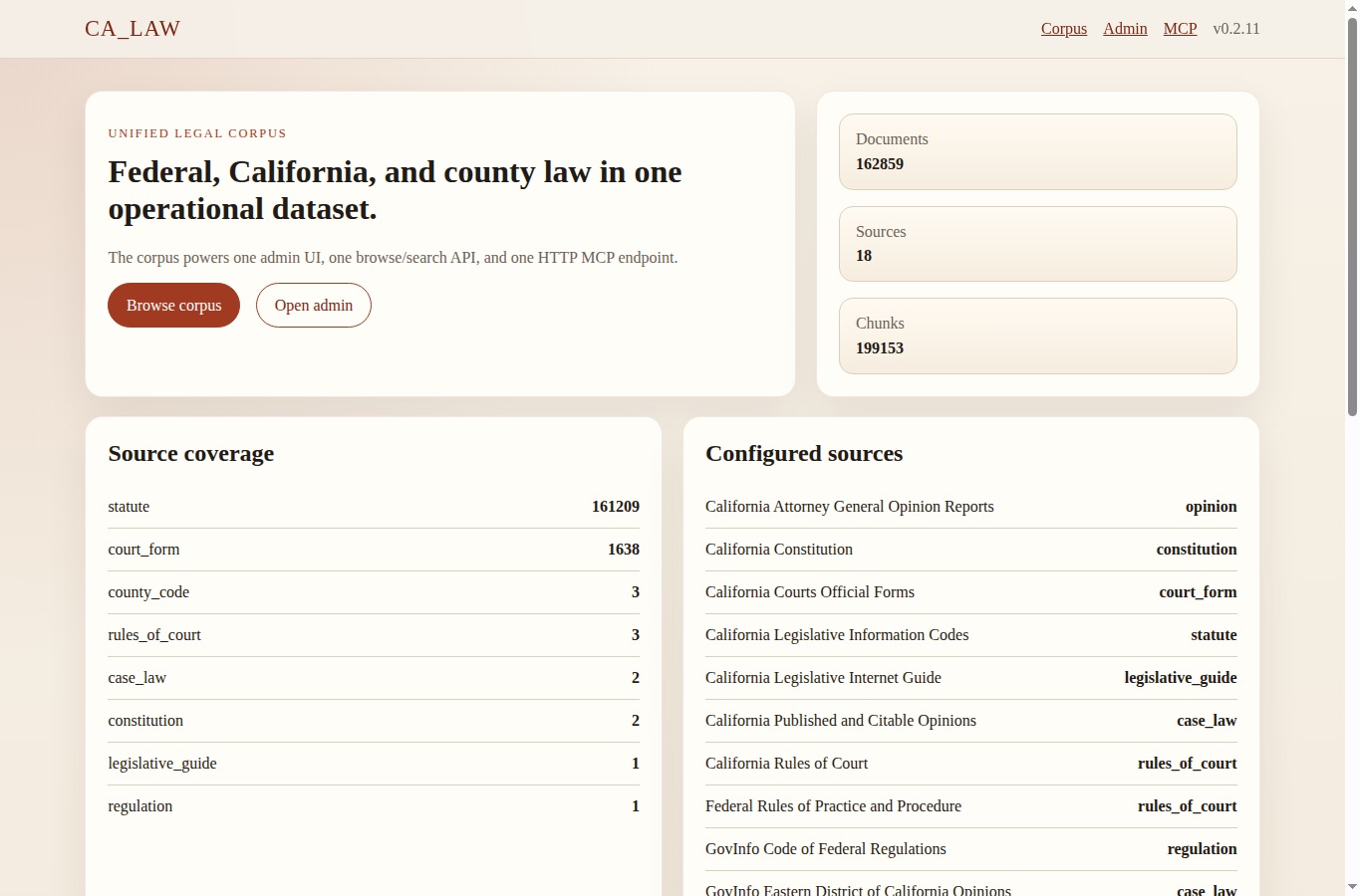 Screenshot of the Juris Maxima legal research project